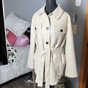 Women's Cream Belted Jacket